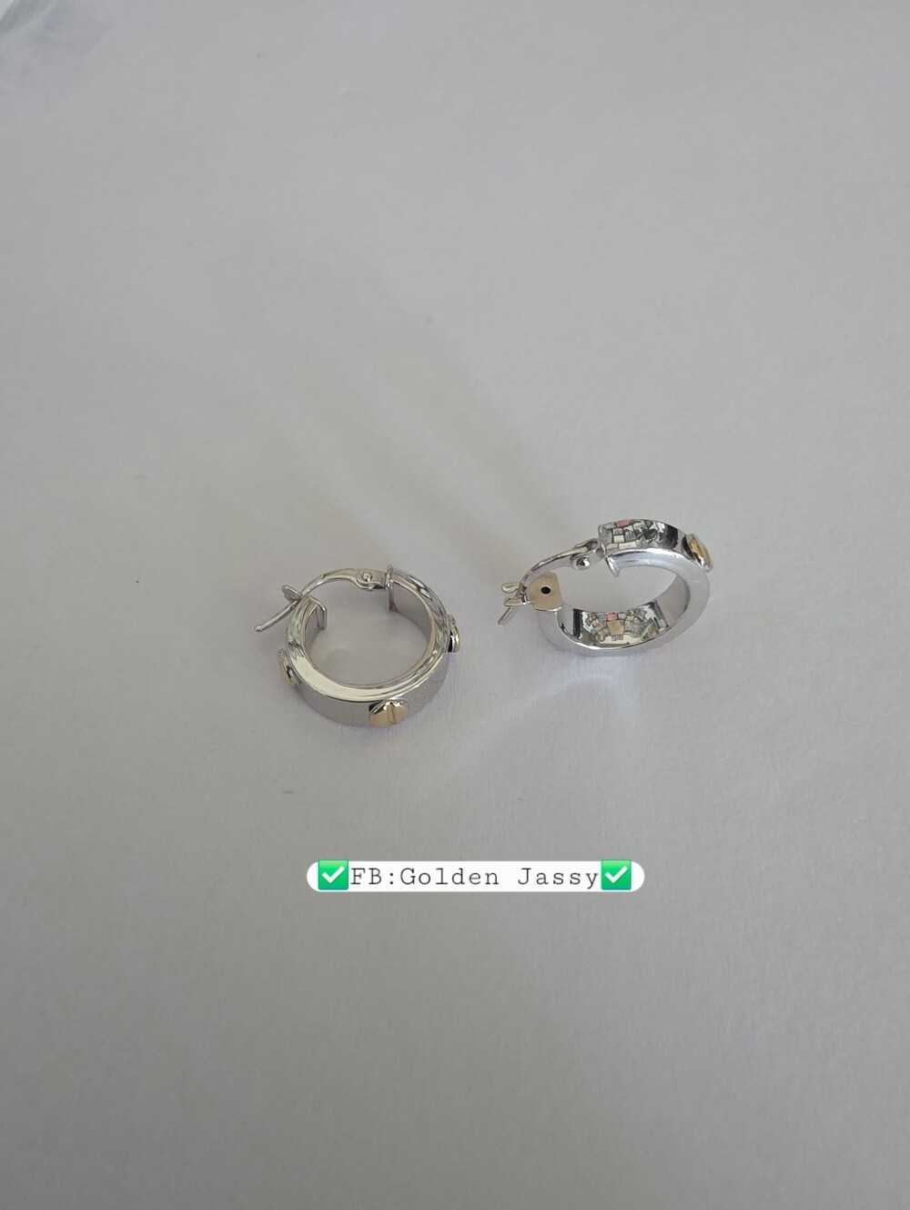 18K Real 2-Tone Whitegold Earring